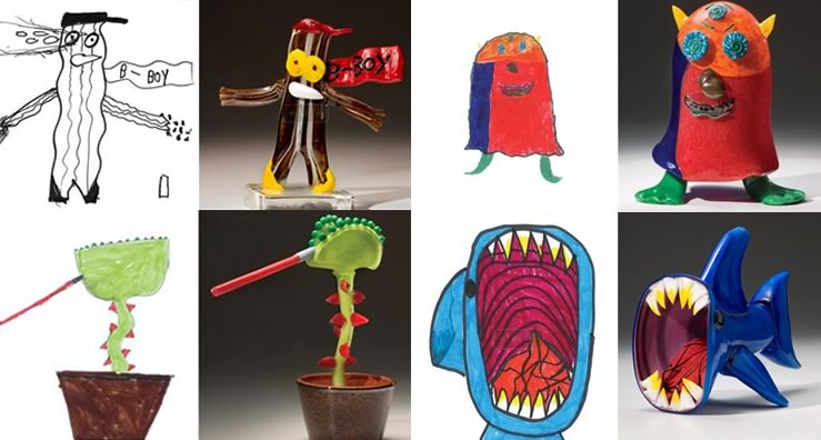 Kids desing glass: esculturas de cristal basadas en dibujos de niños